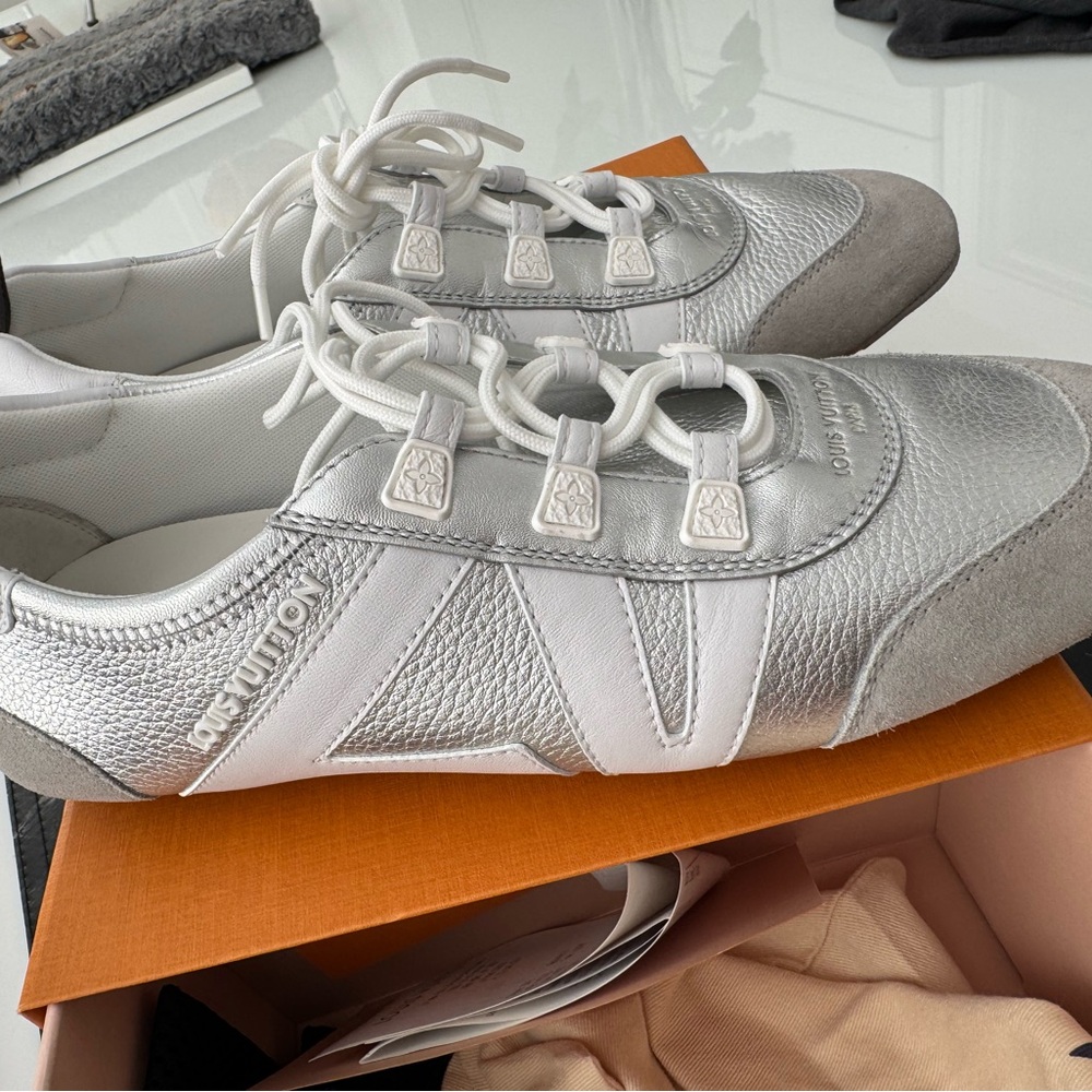 Louis Vuitton Silver and White Sneakers - Picture 8 of 10